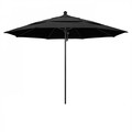 California Umbrella 11' Black Aluminum Market Patio Umbrella, Olefin Black 194061333662